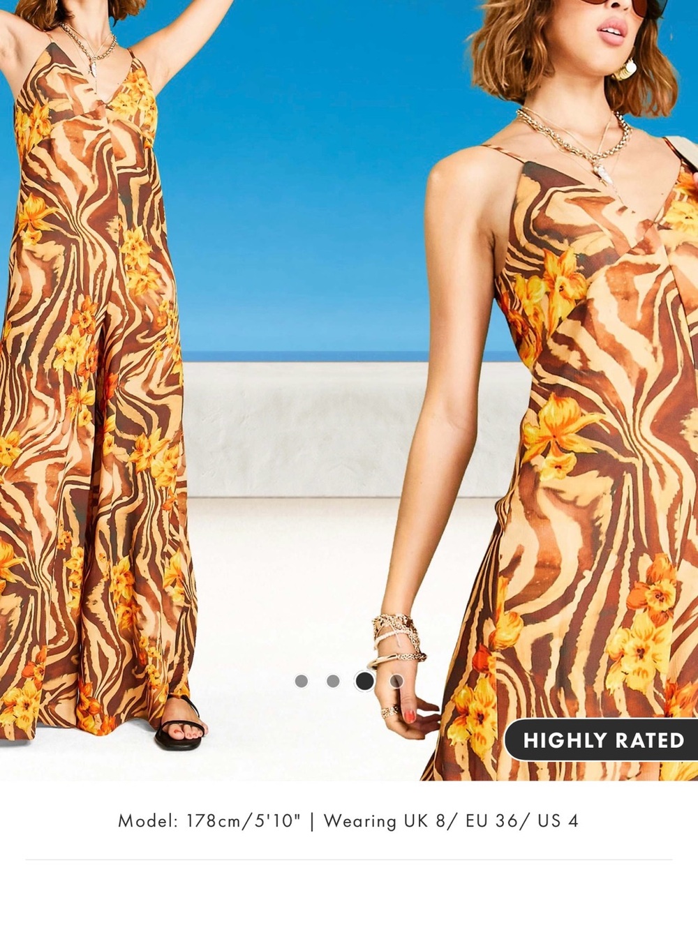 NWOT ASOS Brown Zebra-Print Floral camo wide leg jumpsuit - Picture 2 of 6